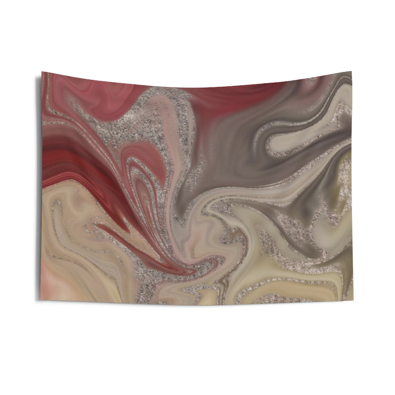 Abstract Tapestry | Red Beige Silver