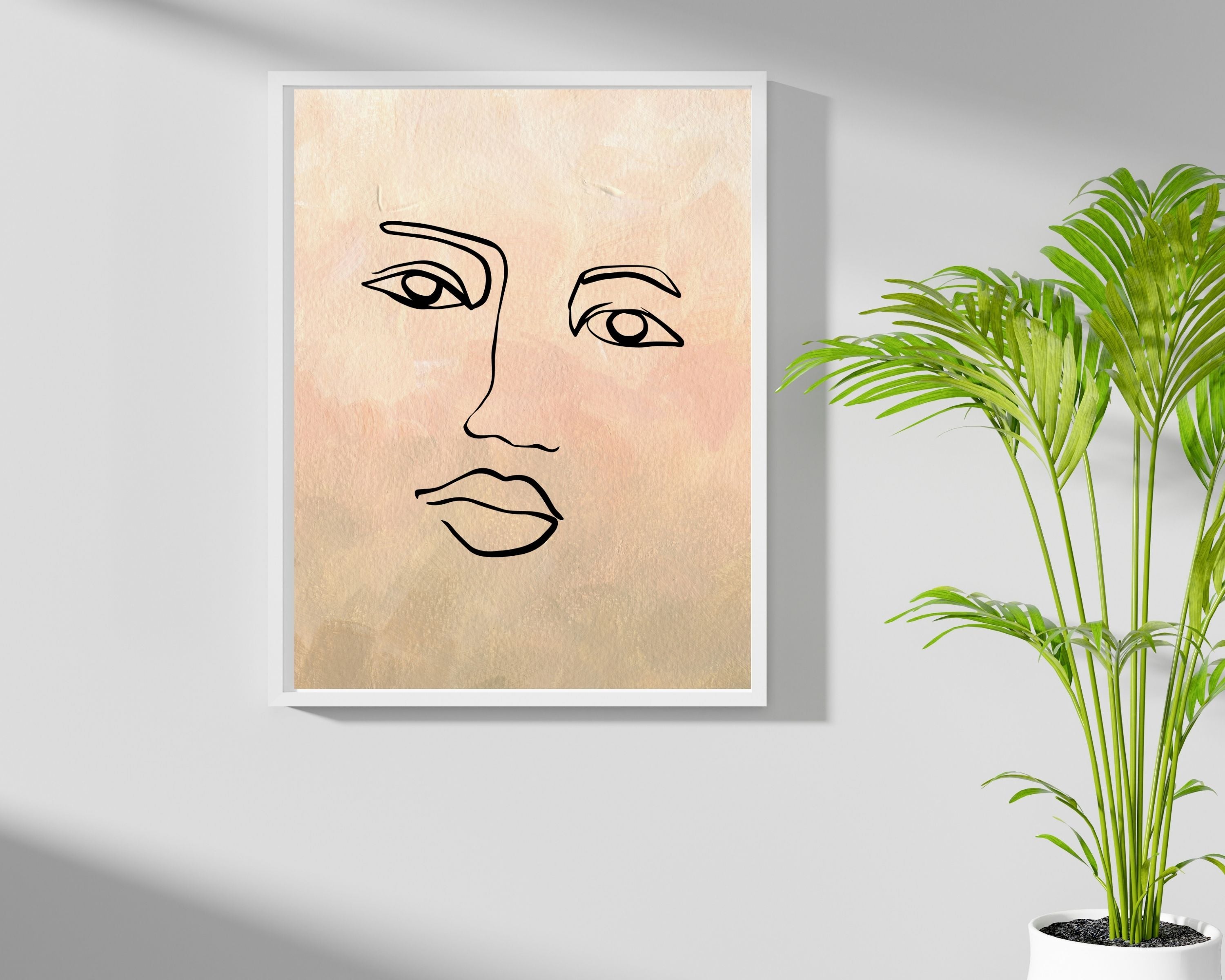 Abstract Terracotta Art Prints | Beige Pink Female Face