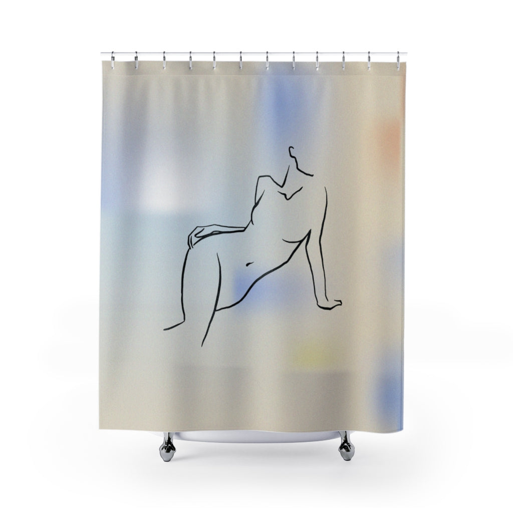 modern boho fabric shower curtain