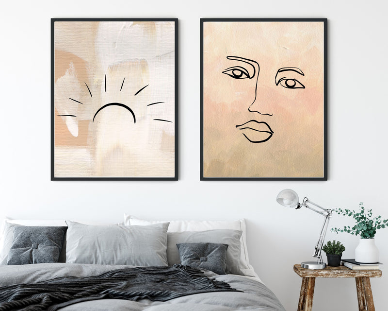 Abstract Terracotta Art Prints | Beige Pink Female Face