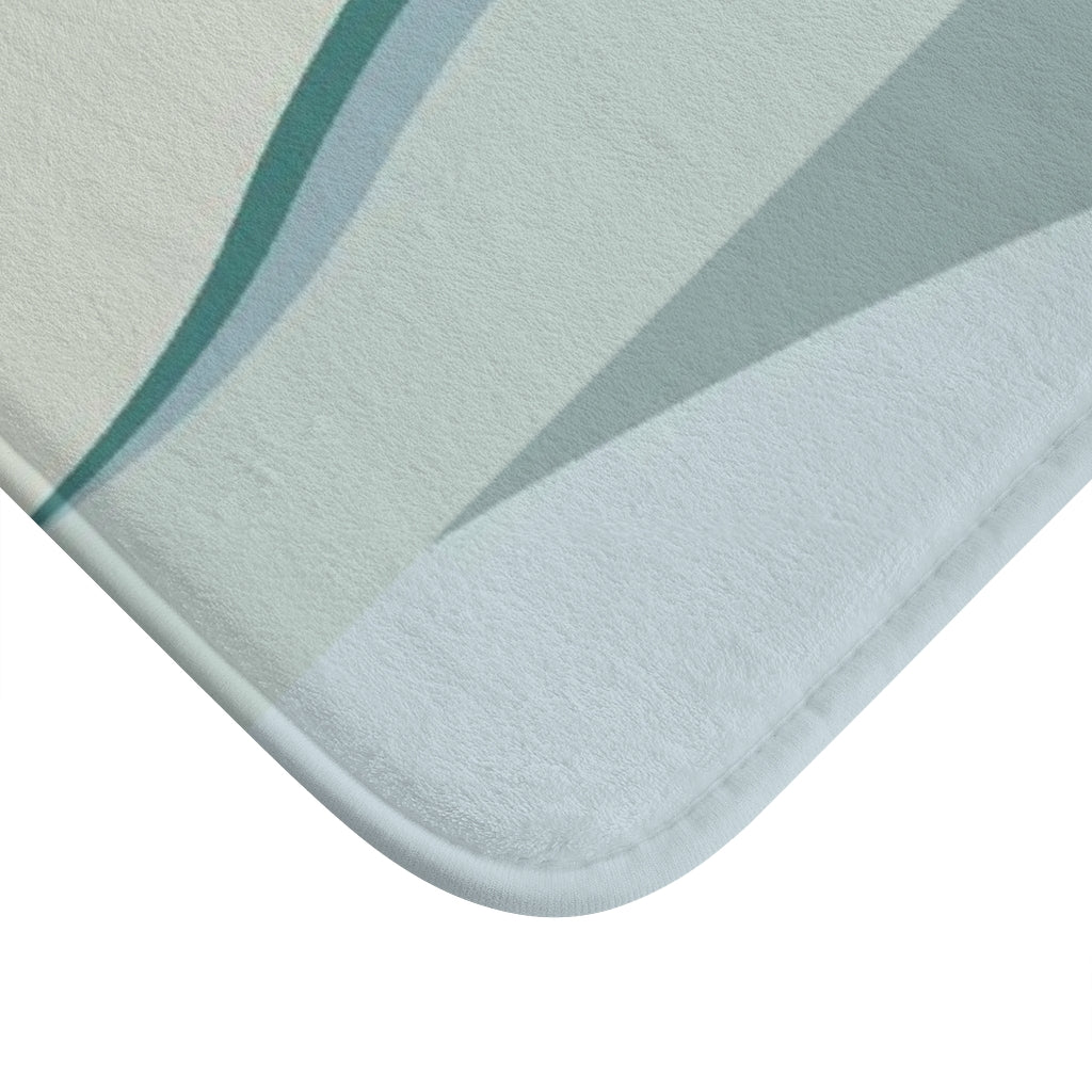 Cute Boho Bath Mat | Sage Green Teal Navy | Abstract Landscape