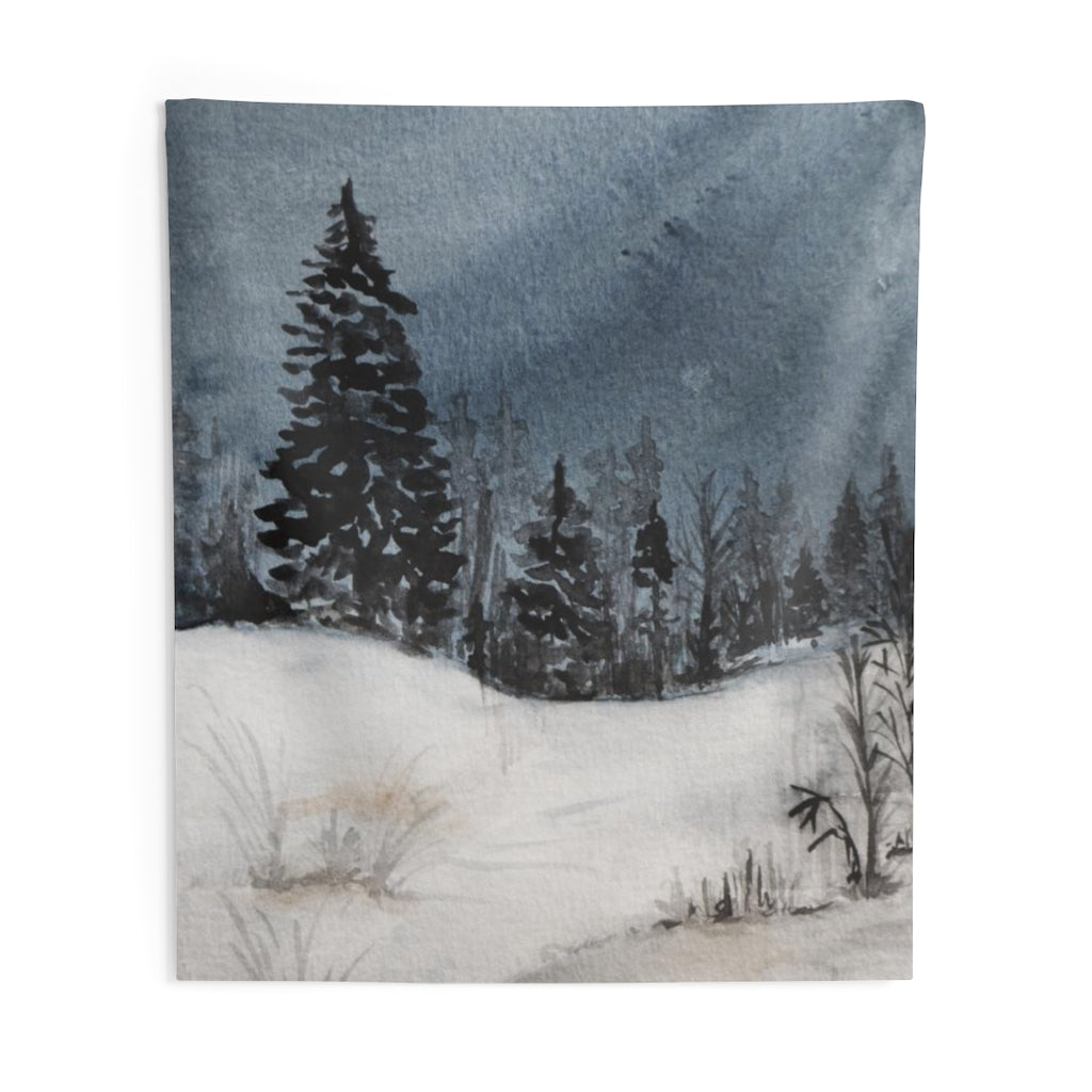 Landscape Tapestry | Grey Indigo Blue Forest