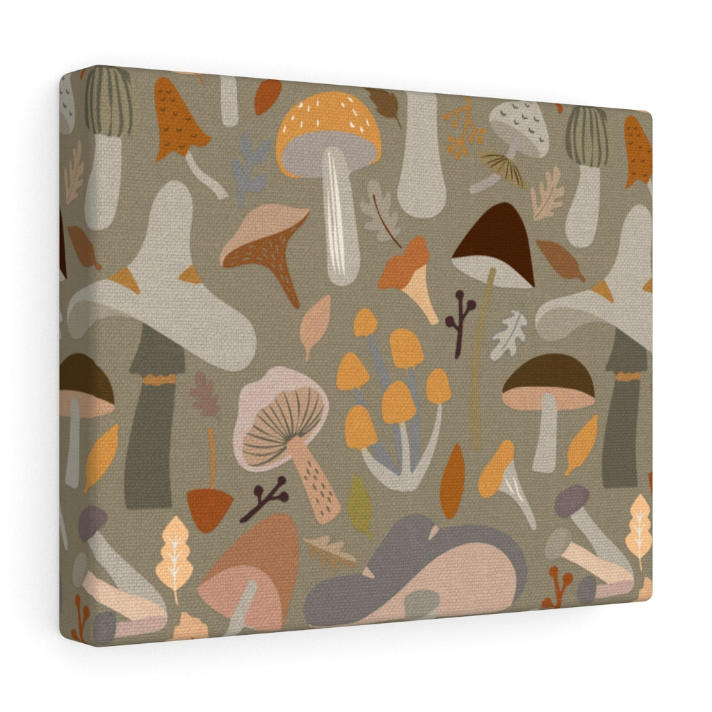 WHIMSICAL CANVAS ART | Brown Grey Beige Mushrooms