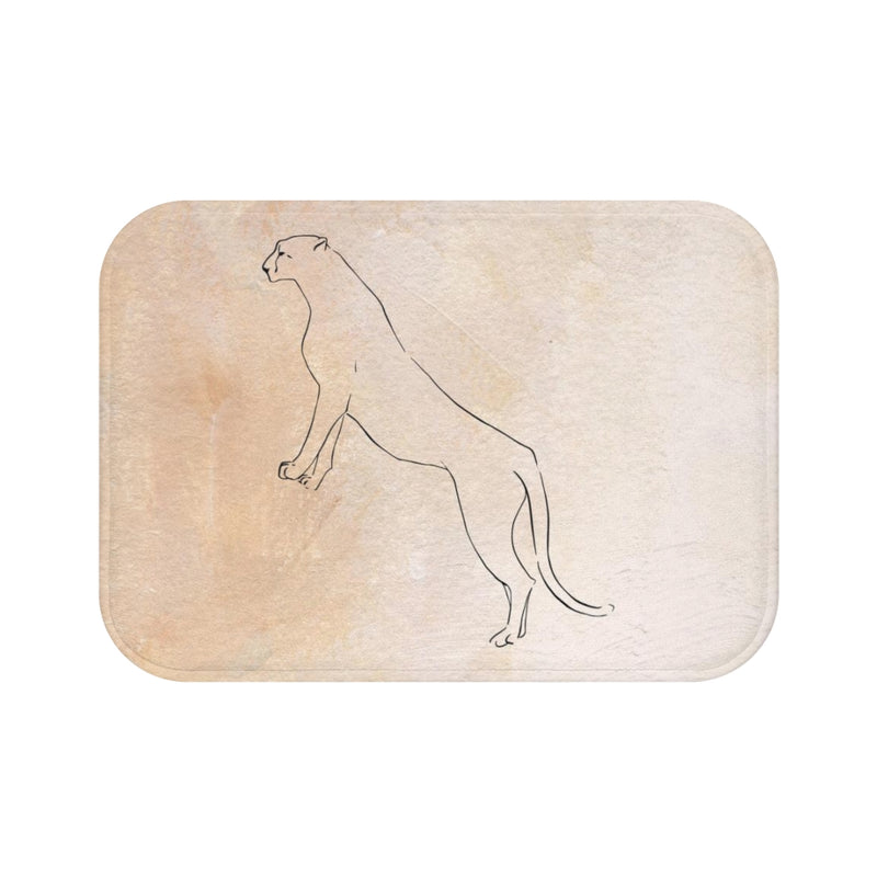 Terracotta Bath Mat | Beige Cream Cat | One Line Art