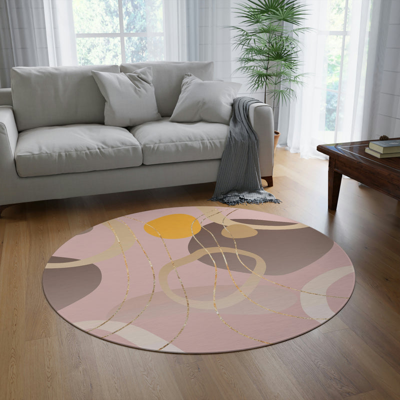 Round Area Rug | Pink Abstract