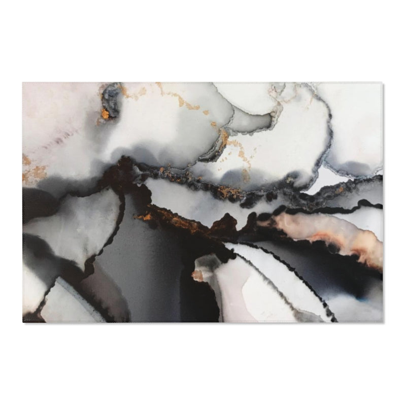 Abstract Area Rug | Black Gray Alcohol Ink