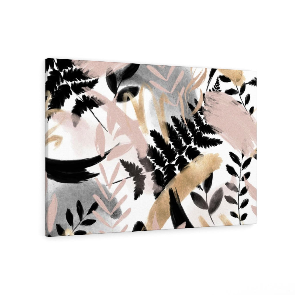 FLORAL WALL CANVAS ART | White Gold Black Pink