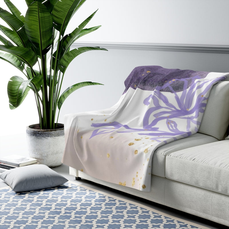 Floral Comfy Blanket | Lavander Gold Abstract Flower