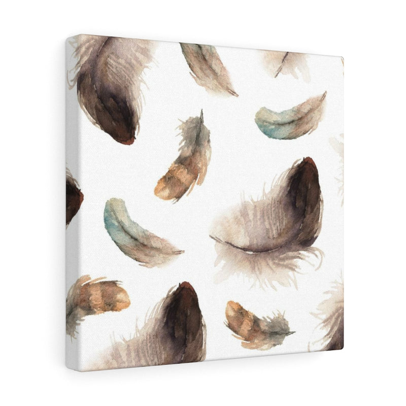 WHIMSICAL WALL CANVAS ART | Brown White Mint Feathers