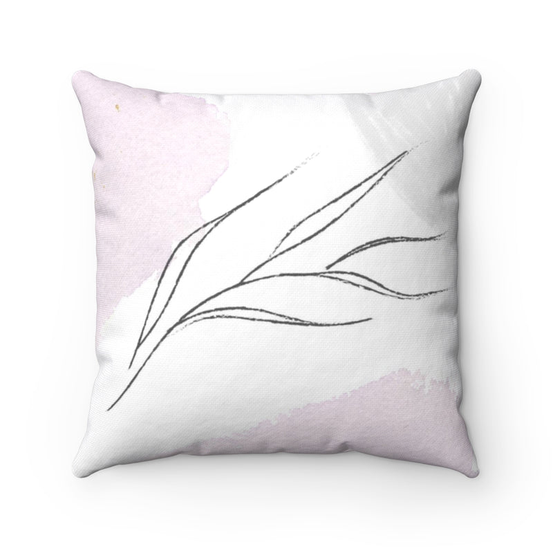 Abstract Boho Pillow Cover | Lavender Grey Leaves | One Line Art