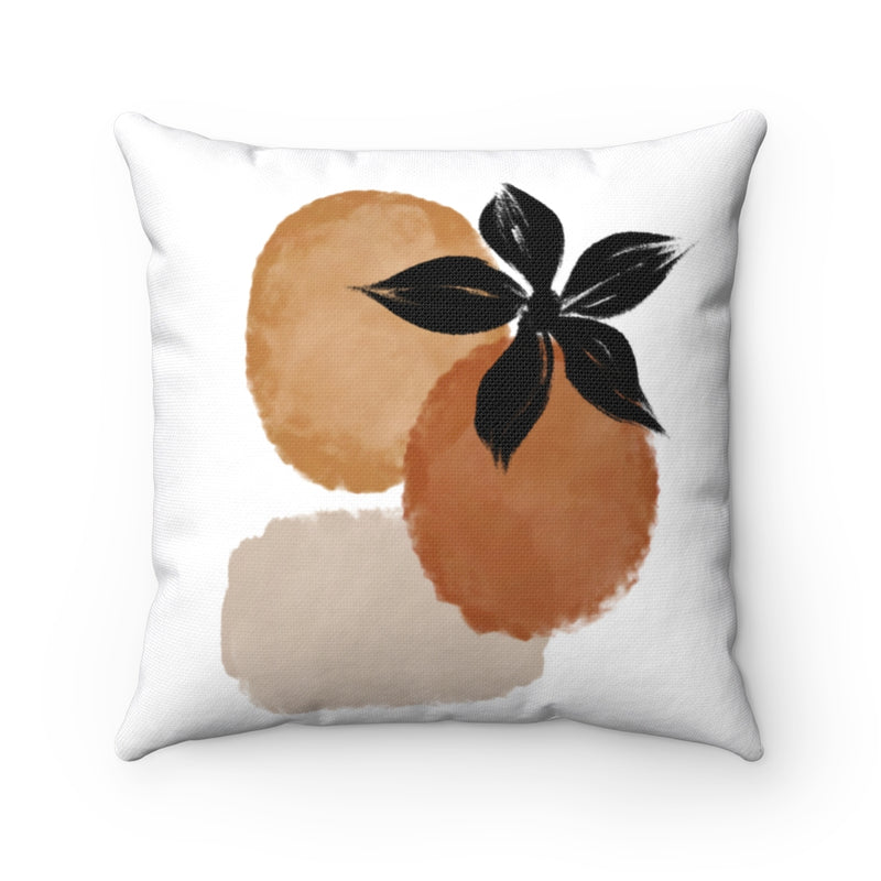 Boho Pillow Cover | Brown Black Beige Flower | One Line Art