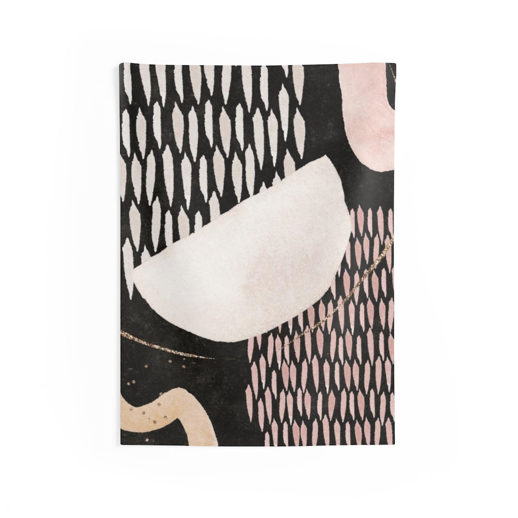 Abstract Tapestry | Pastel Pink Black Beige