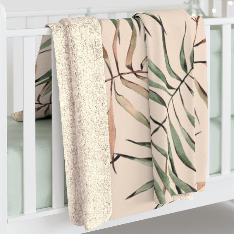 Floral Comfy Blanket | Beige Palm Leaves