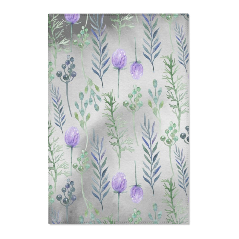 Floral Boho Area Rug | Gray Lavender Green