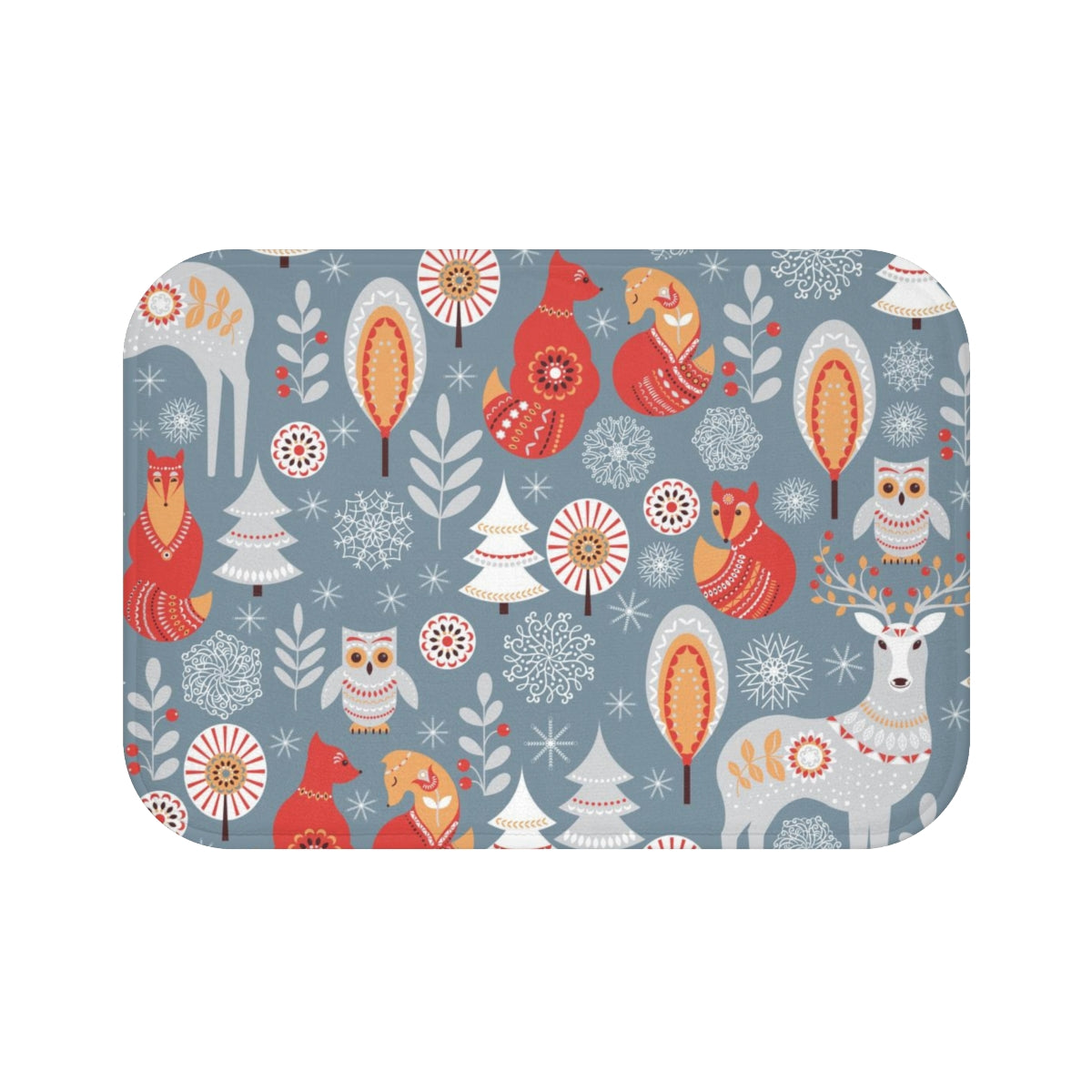 Christmas Bath Mat | Gray Forest Trees