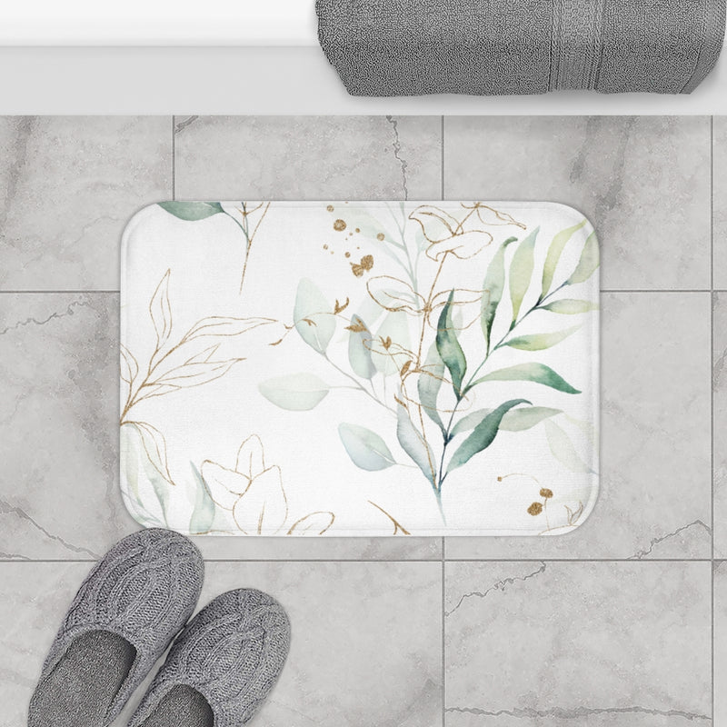 Eucalyptus Floral Bath Mat | Green White