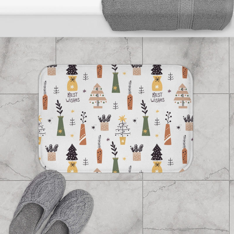 Christmas Bath Mat | Best Wishes Cute Potted Plants