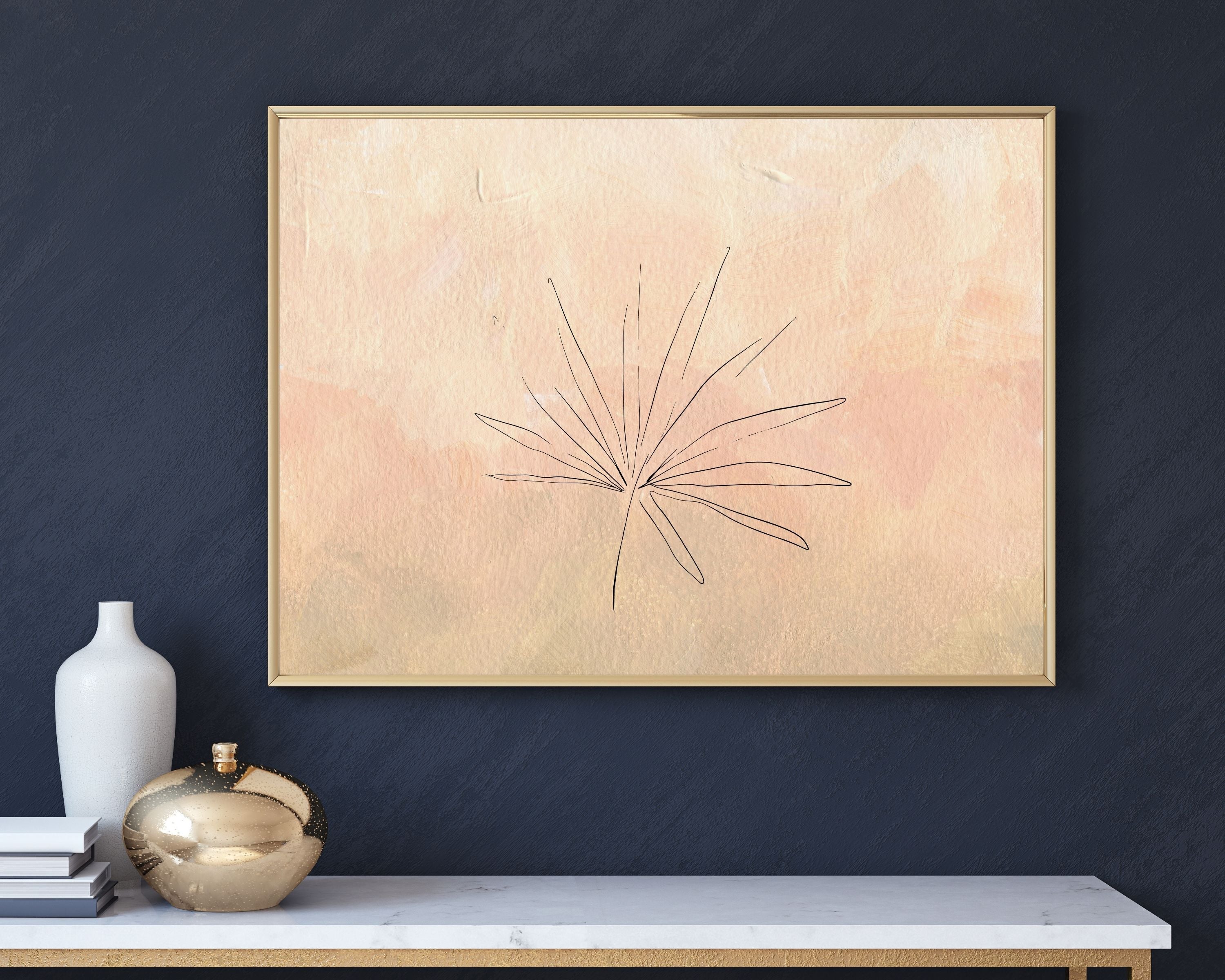 Abstract Terracotta Art Prints | Beige Palm Leaf