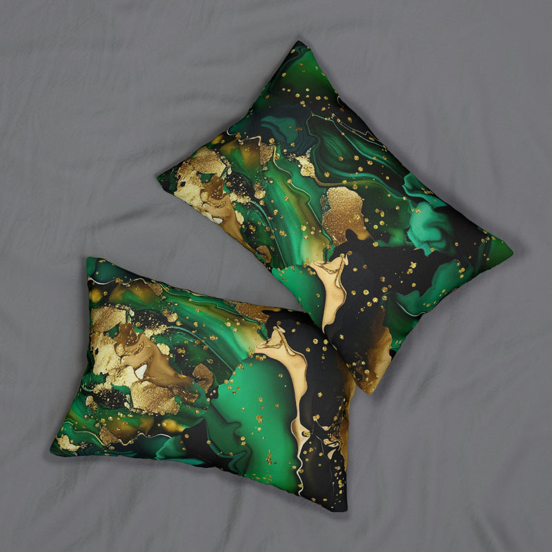 Green Non Foil Gold Lumbar Pillow
