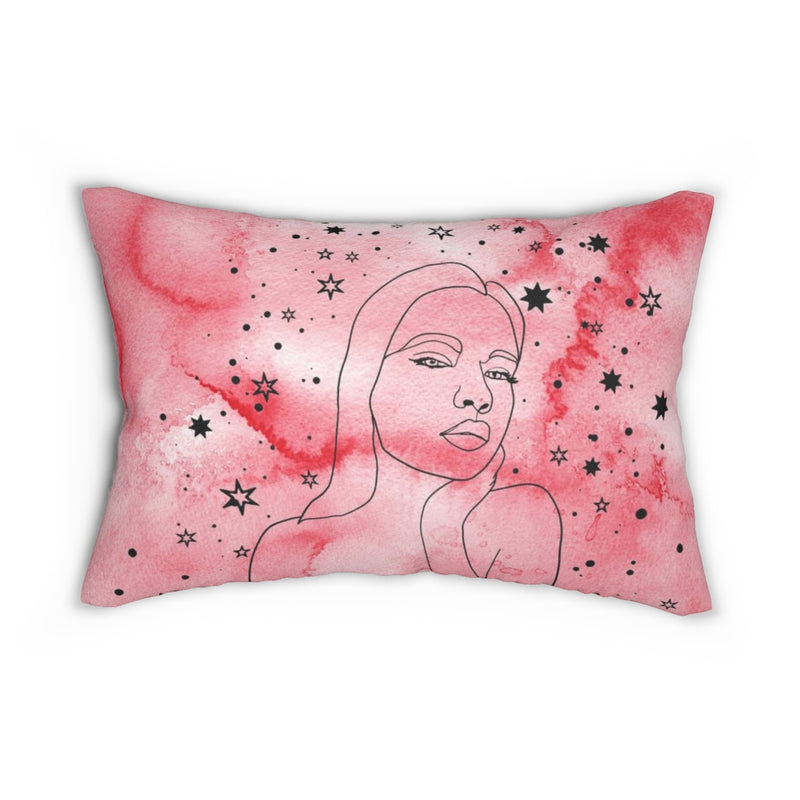 Mystical Boho Lumbar Pillow | Blush Pink | One Line Art