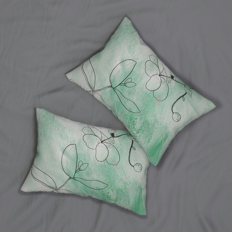 Abstract Floral Lumbar Pillow | Boho Green