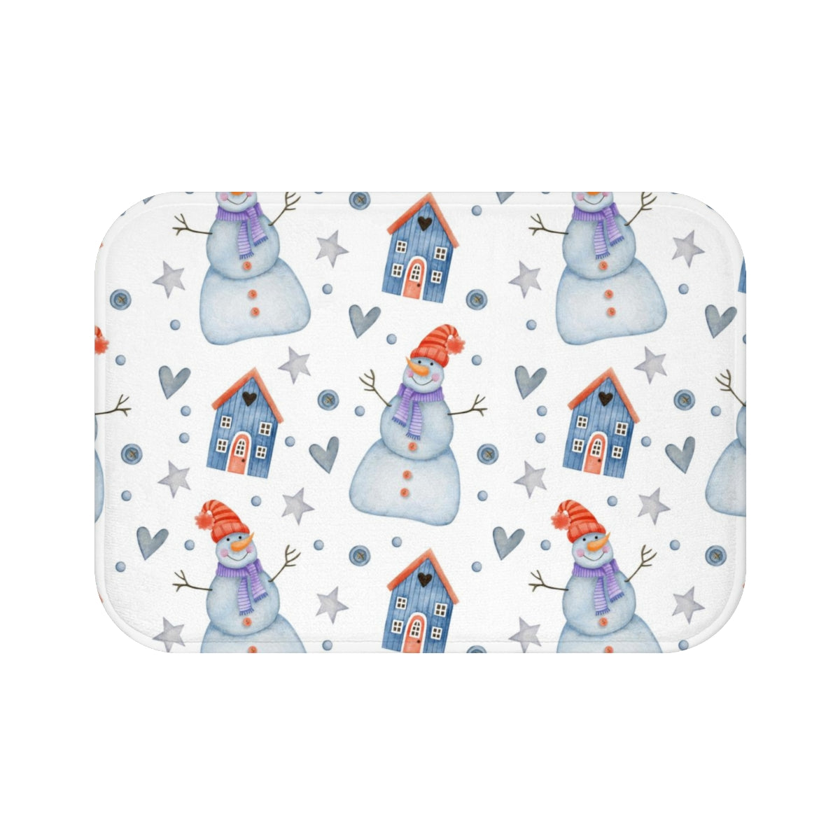 Christmas Bath Mat | White Blue Snowman Festive Homes