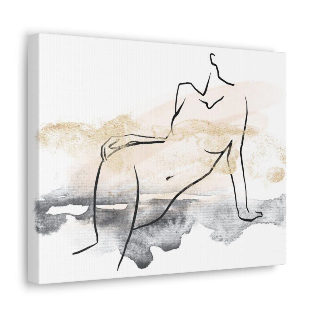 Abstract Canvas Wall Art | White Ombre Female Art