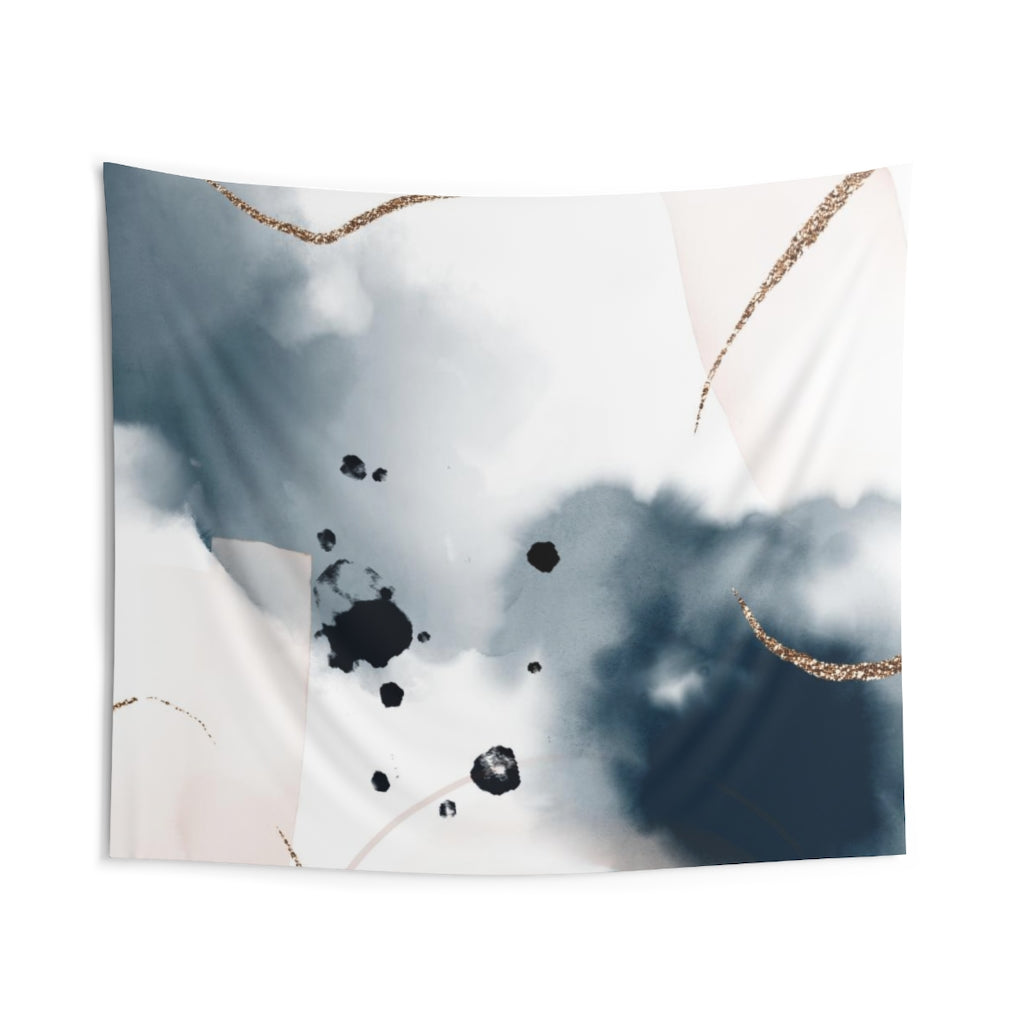 Abstract Tapestry | White Navy Blue Gold