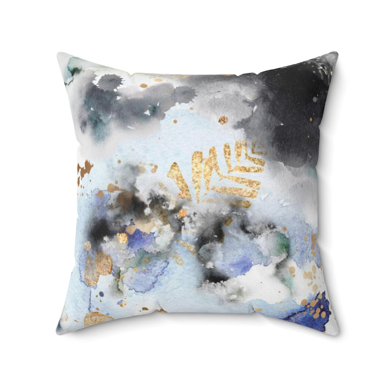 Abstract Pillow Cover | White Pastel Blue Black Gold