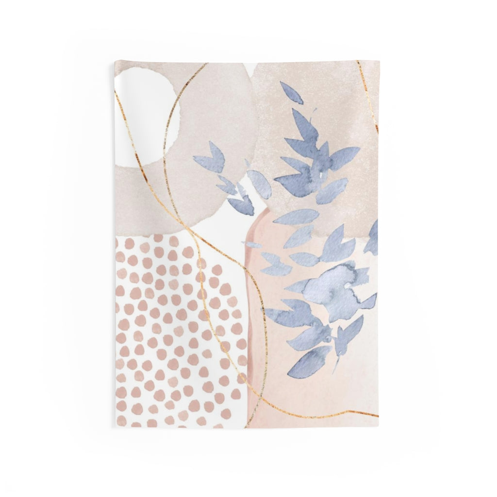 Floral Tapestry | Blush Pink White Blue Leaves