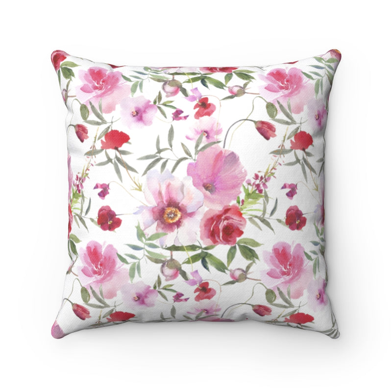 Floral Boho Pillow Cover | White Scarlet Red Pink Sage Green