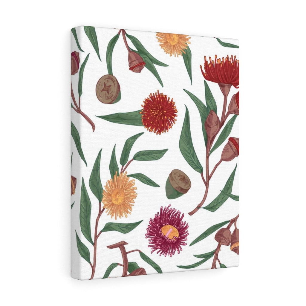 FLORAL CANVAS ART | White Red Green