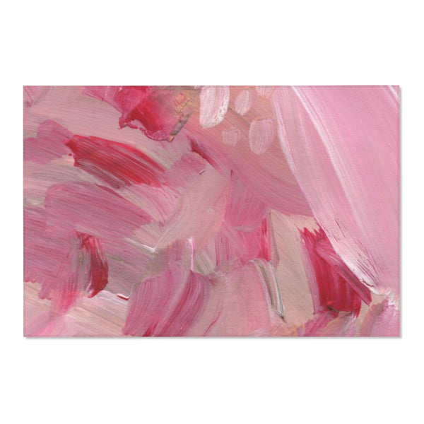 Abstract Area Rug | Pink Red White Pastel Acrylic