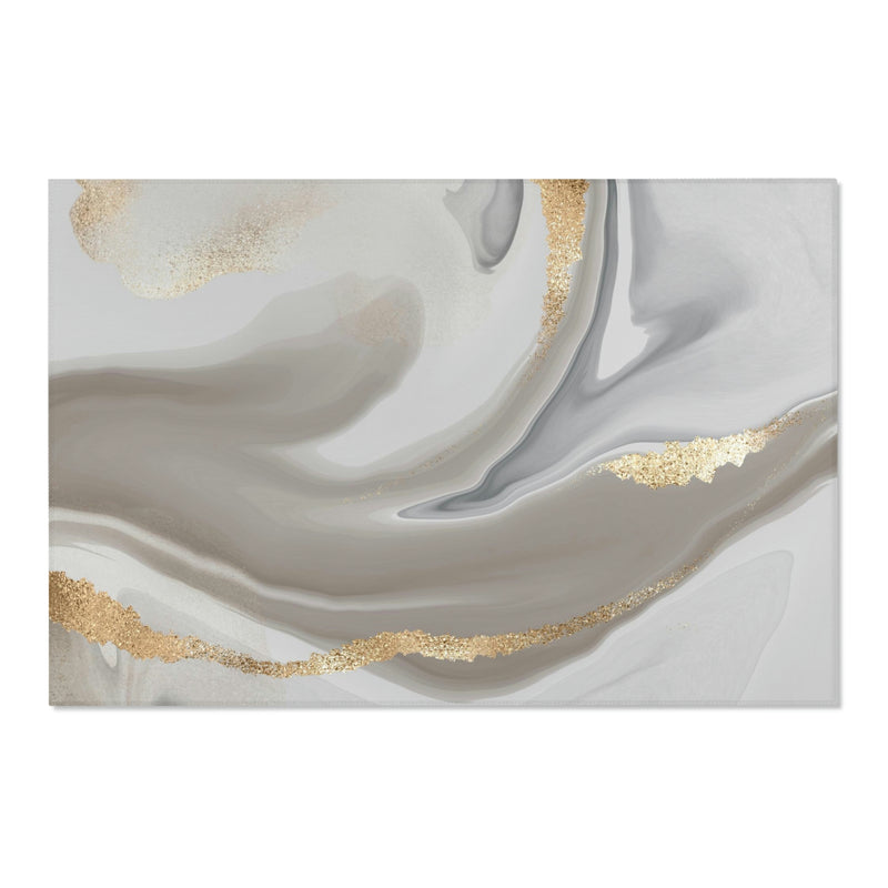 Abstract Area Rug | Gold Gray Beige Ombre