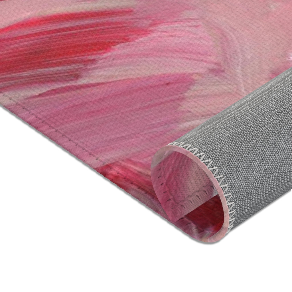 Abstract Area Rug | Pink Red White Pastel Acrylic