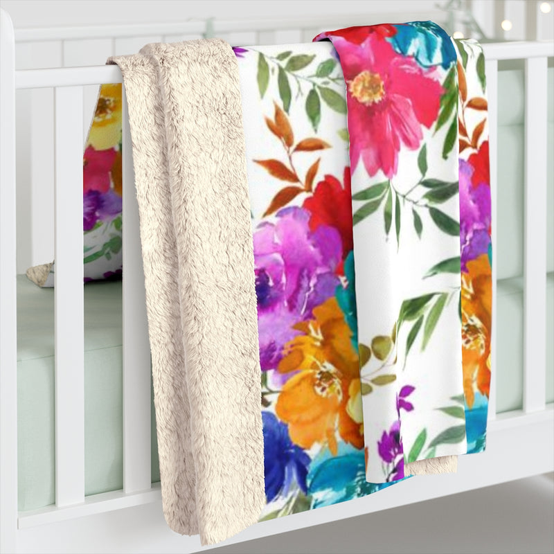 Floral Comfy Blanket | Blush Cream Blue