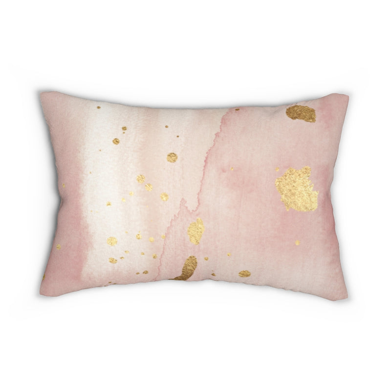 Abstract Boho Lumbar Pillow | Blush Pink White Gold