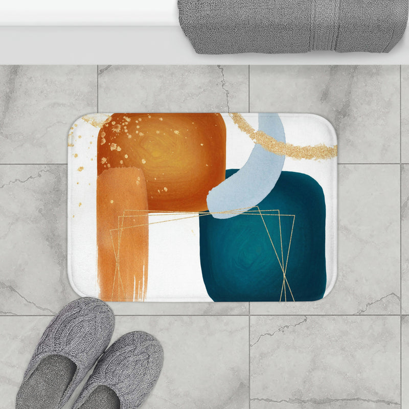 Blue Orange Minimalist | Abstract Bath Mat