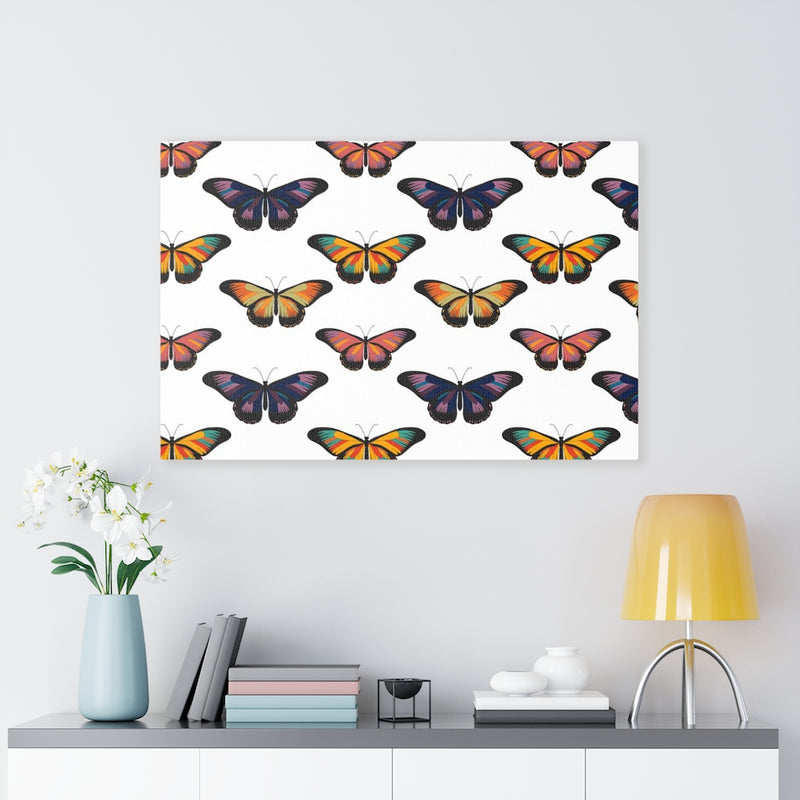 WHIMSICAL WALL CANVAS ART | White Rainbow Butterflies