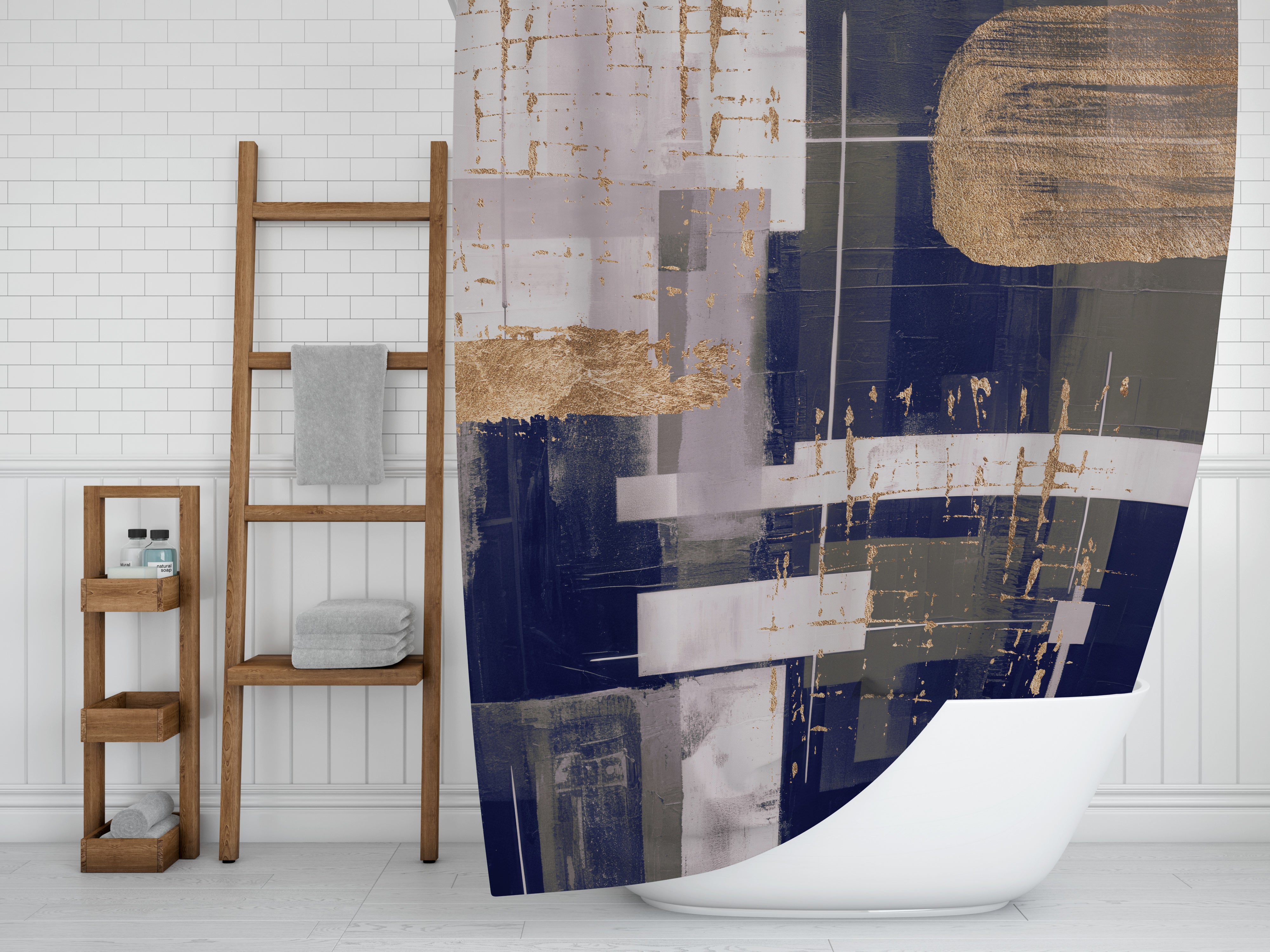 modern boho fabric shower curtain