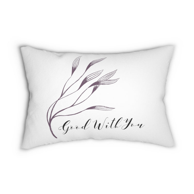 With Saying Lumbar Pillow | White | Good With You
