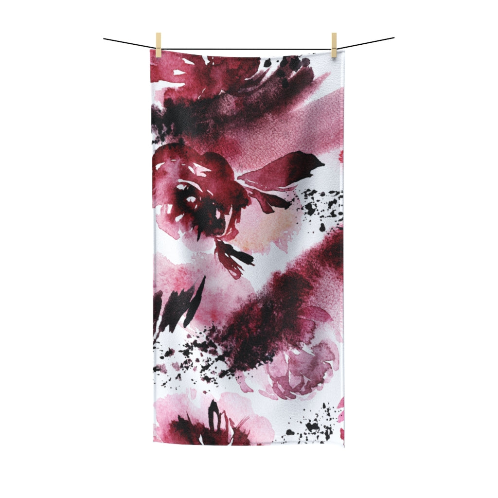 Floral Bath Towel | Red Wine