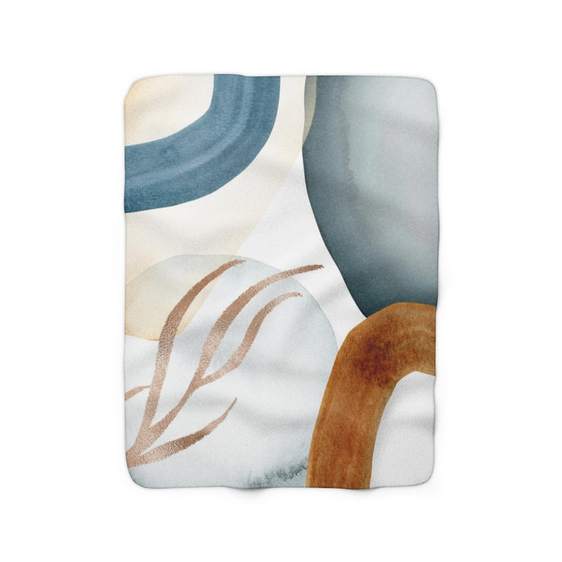 Abstract Comfy Blanket | White Navy Rust Gold Leaves