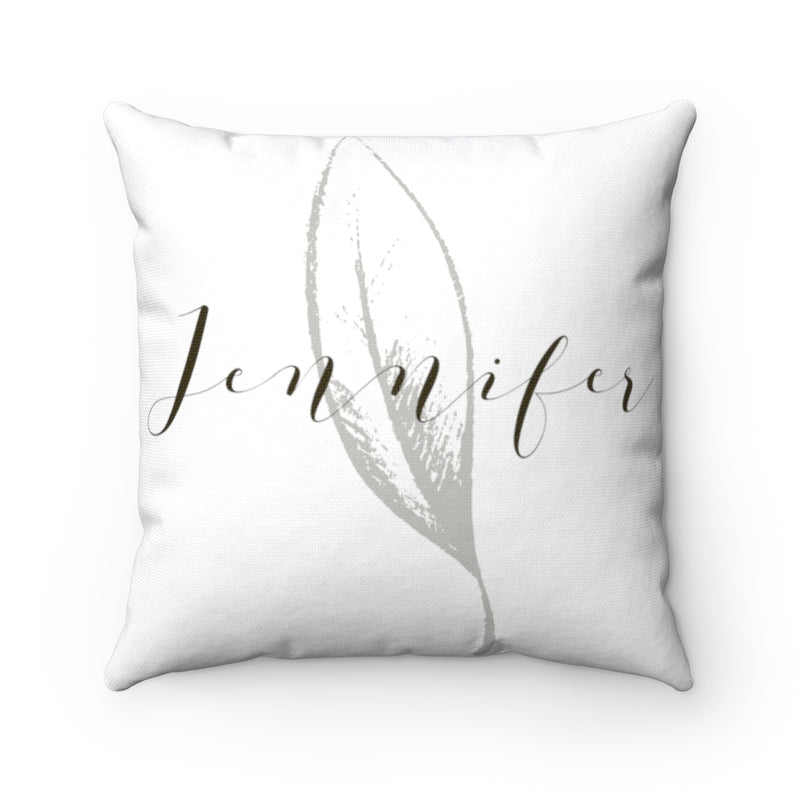 With Saying Pillow Cover | White | Jennifer