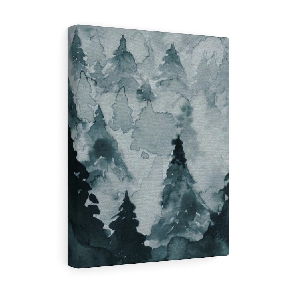 FLORAL WALL CANVAS ART | Indigo Blue Watercolor Forest