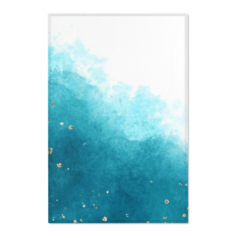 Abstract Area Rug | Turquoise White Ombre