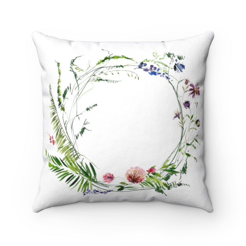 Floral Boho Pillow Cover | Tropical Jungle Greenery Palm Leaves White