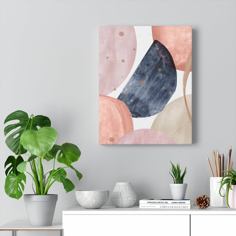 Abstract Canvas Art | White Navy Blue Pink