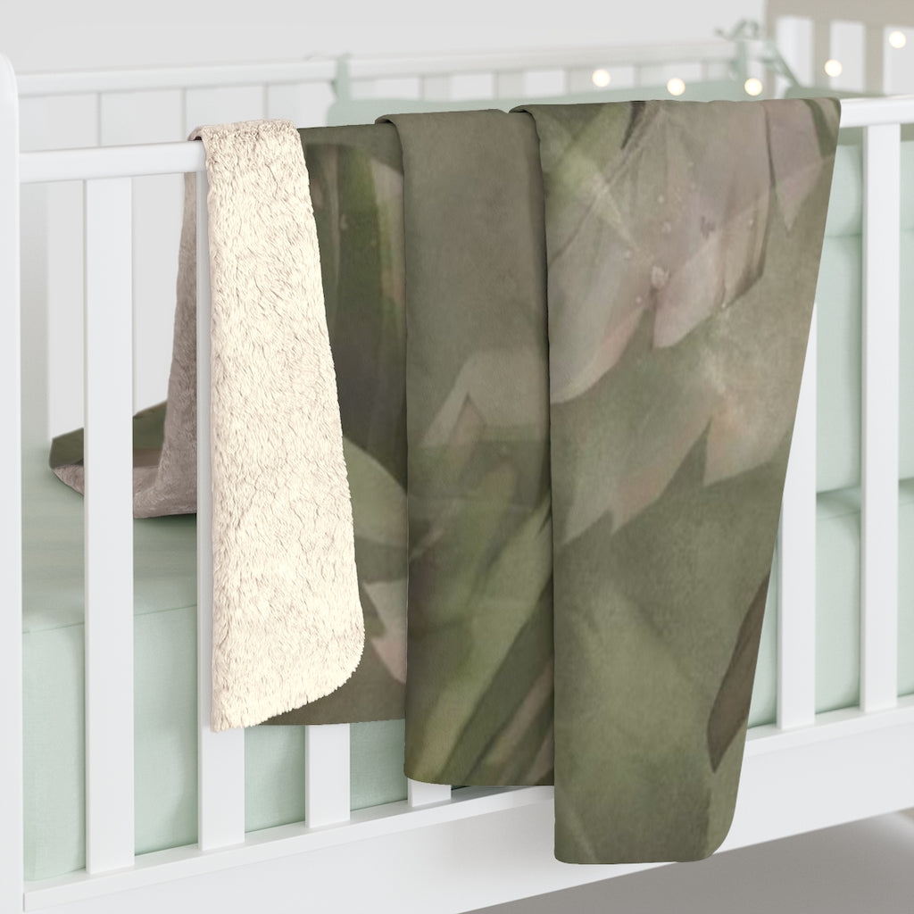 Floral Comfy Blanket | Tropical Green Brown Leaves