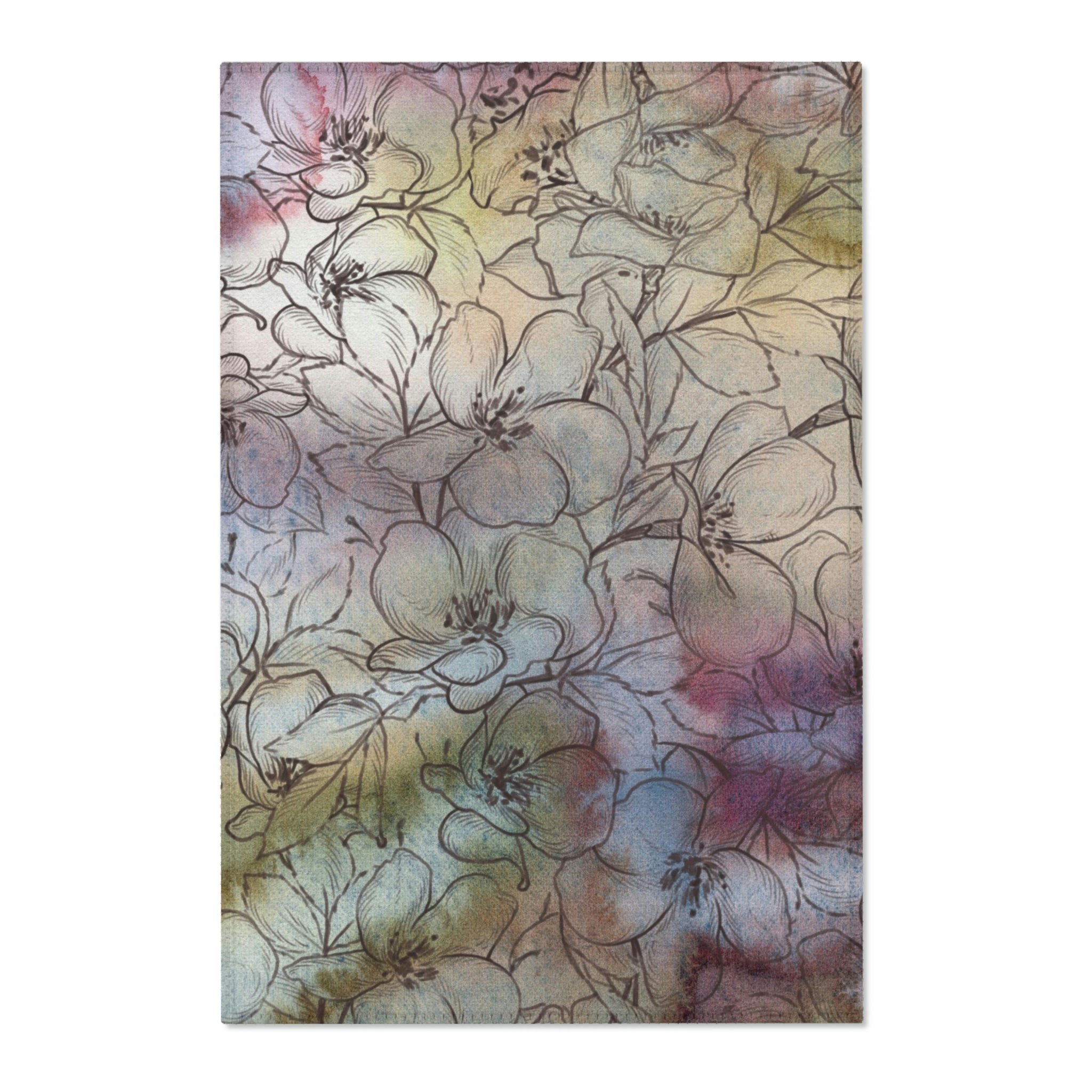 Floral Area Rug | Earthy Abstract Line Art